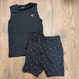 Next Black Sleeveless Set with Palm Tree Accents